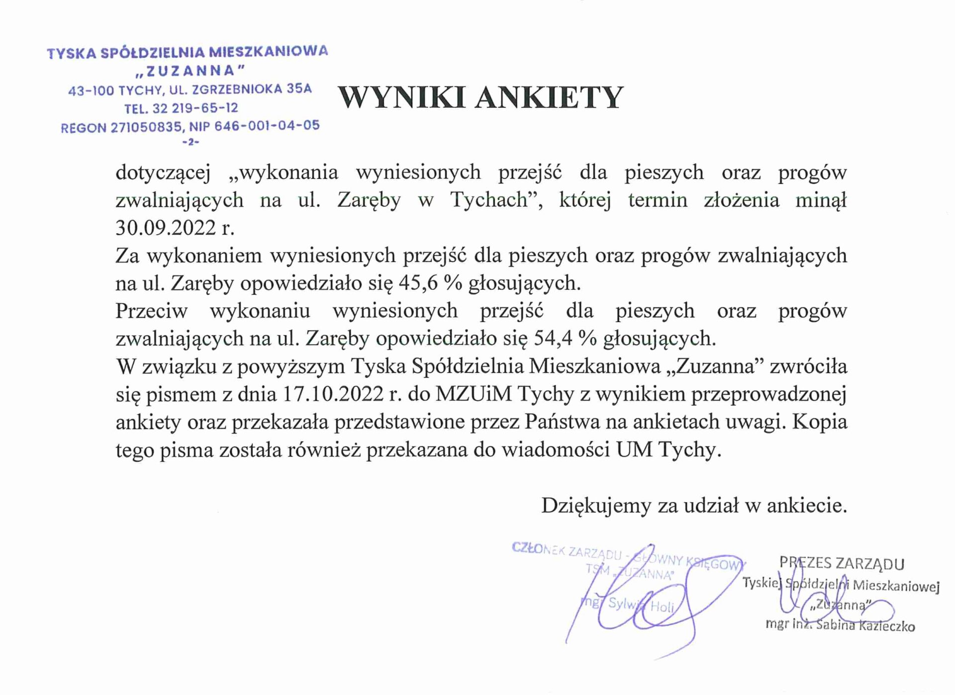 Wyniki Ankiety Dotyczącej Wykonania Wyniesionych Przejść Dla Pieszych Oraz Progów Zwalniających 5813