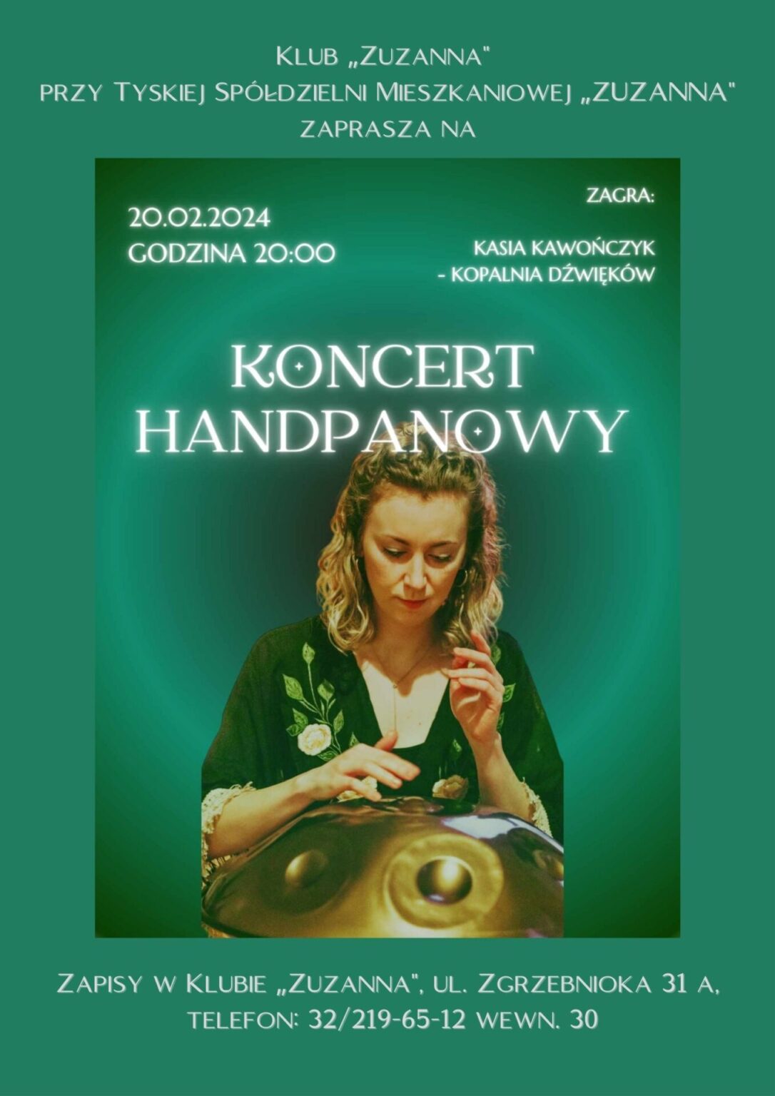 Plakat: Zaproszenie Na Koncert Handpanowy – 20.02.2023r. – TSM Zuzanna